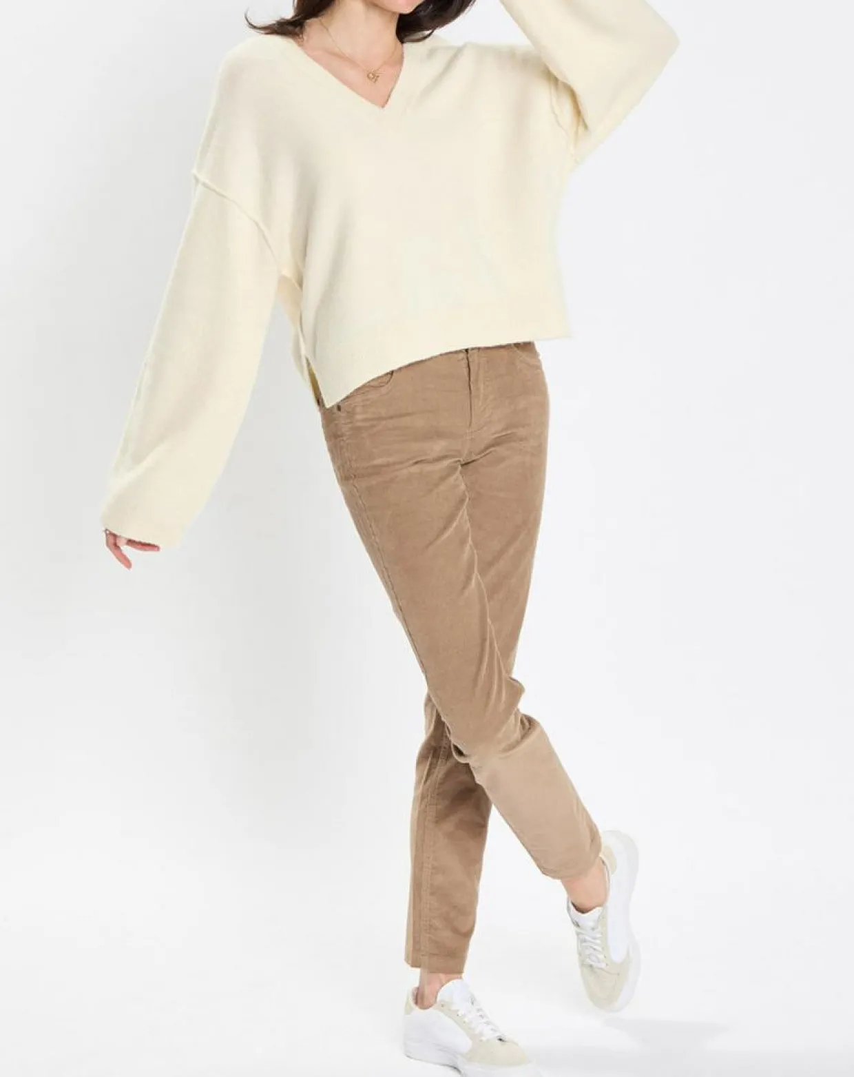 Pull en Laine mélangée col V écru-Marc O'Polo