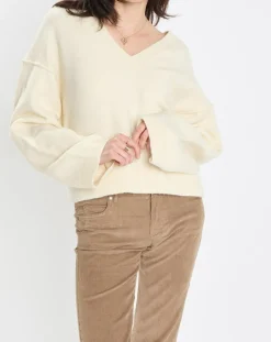 Pull en Laine mélangée col V écru-Marc O'Polo