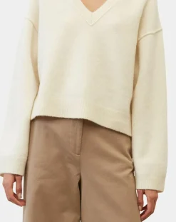 Pull en Laine mélangée col V écru-Marc O'Polo
