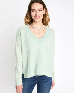 Femme Esprit Pulls^Pull en Laine mélangée cv crop vert d'eau
