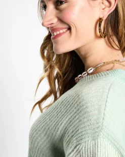 Femme Esprit Pulls^Pull en Laine mélangée cv crop vert d'eau