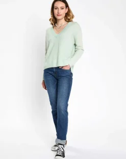 Femme Esprit Pulls^Pull en Laine mélangée cv crop vert d'eau