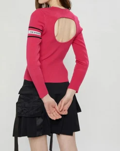 Femme Marine Serre Pulls^Pull en Laine mélangée Open-Back Ribbed rose fushia