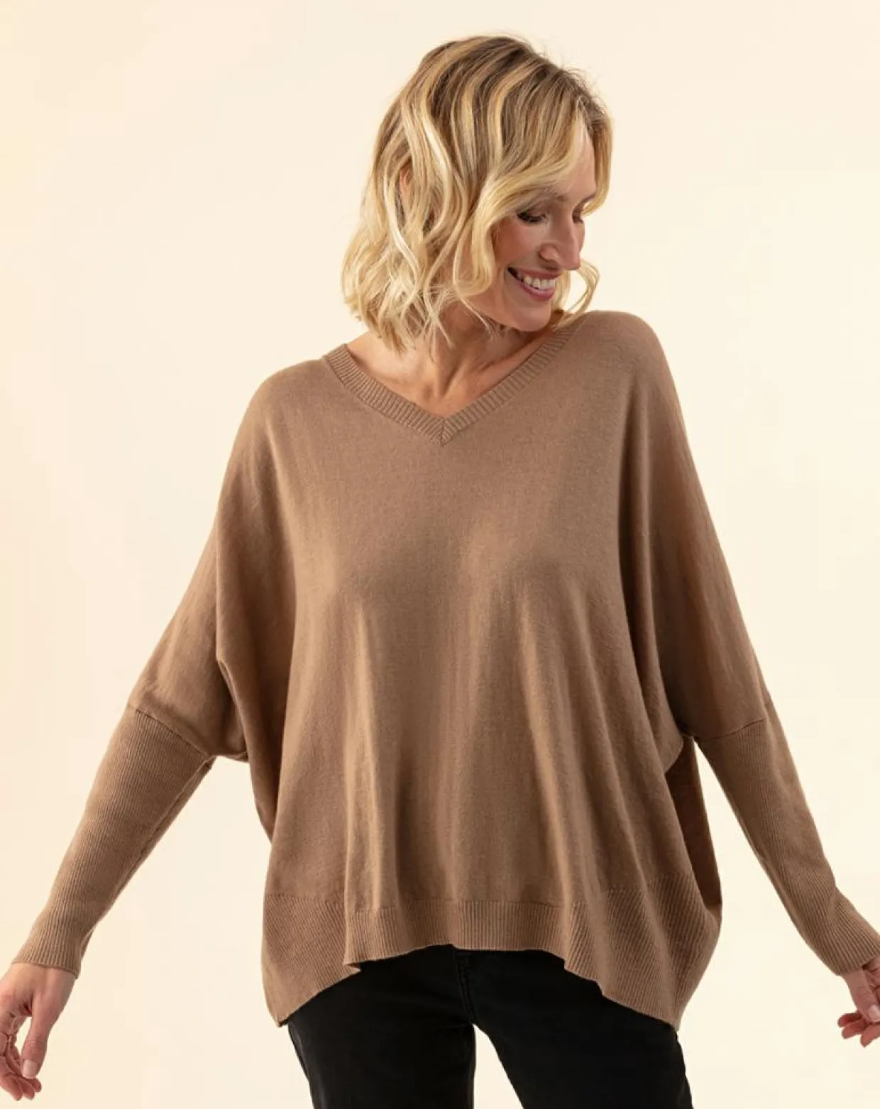 Pull en Laine mélangée Tobby camel-Indies Outlet