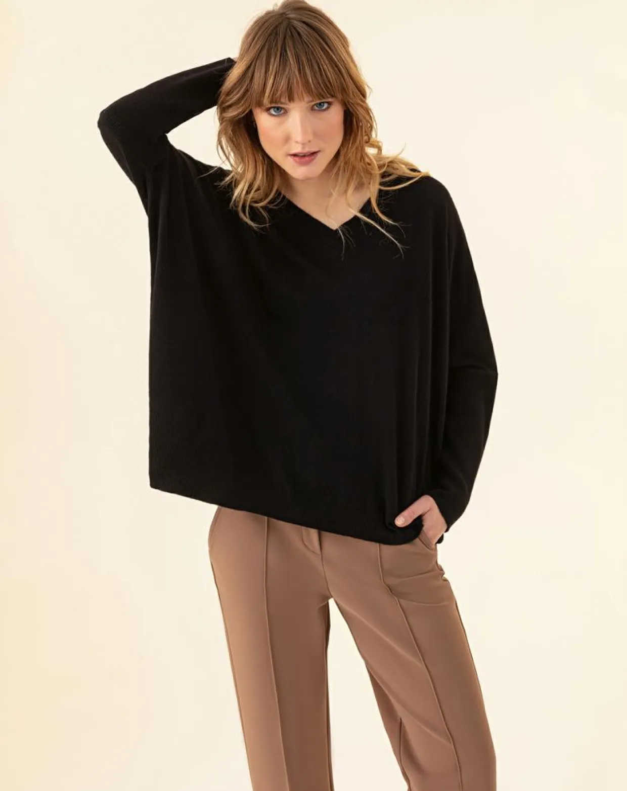 Pull en Laine mélangée Tobby noir-Indies Clearance