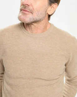 Pull en Laine, Soie & Cachemire col rond texturé beige-Hackett London Hot