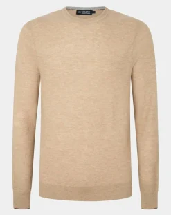 Pull en Laine, Soie & Cachemire col rond texturé beige-Hackett London Hot