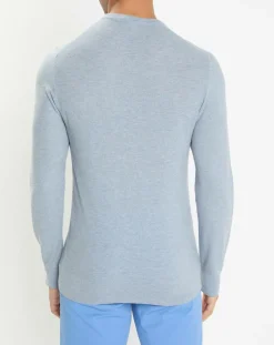 Pull en Laine, Soie & Cachemire col rond texturé bleu clair-Hackett London Hot