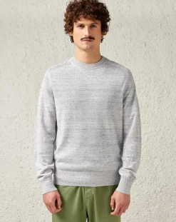 Homme Bellerose Pulls^Pull en Lin & Laine vierge Nepro col rond chiné gris clair