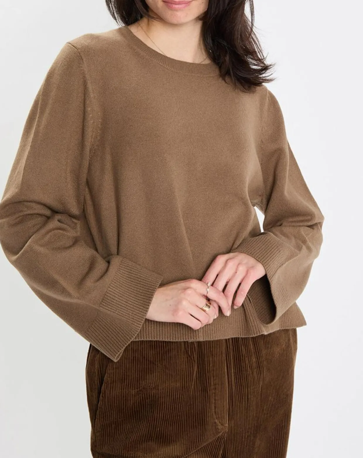 Pull en Maille de coton stretch Basique marron-Marc O'Polo Online