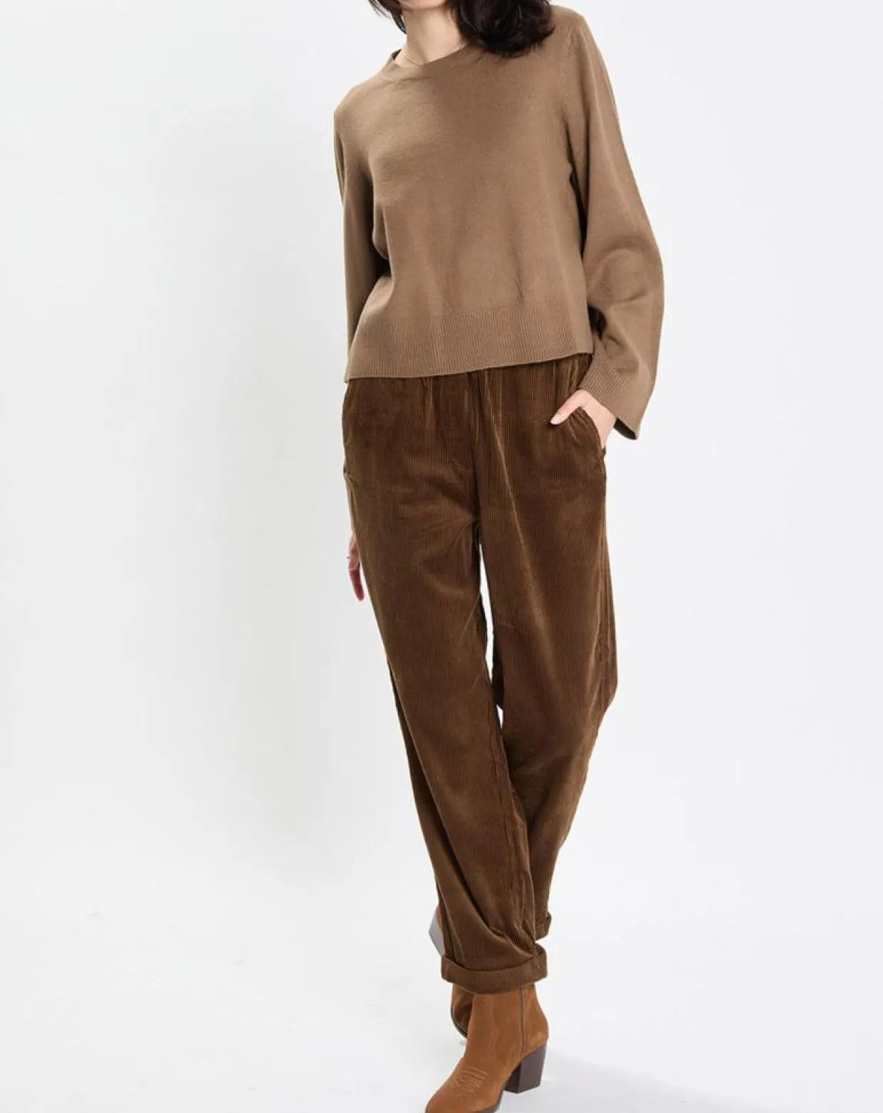 Pull en Maille de coton stretch Basique marron-Marc O'Polo Online