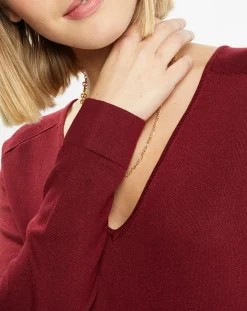 Pull en Maille fine col V Fya bordeaux-Galeries Lafayette Sale