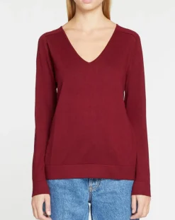 Pull en Maille fine col V Fya bordeaux-Galeries Lafayette Sale