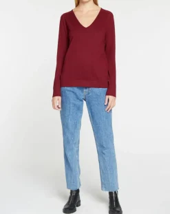 Pull en Maille fine col V Fya bordeaux-Galeries Lafayette Sale