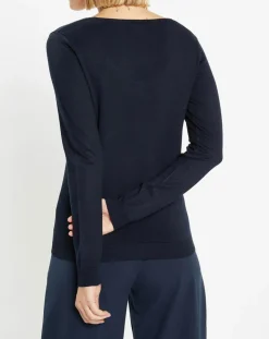 Pull en Maille fine Fya col rond bleu marine-Galeries Lafayette Discount