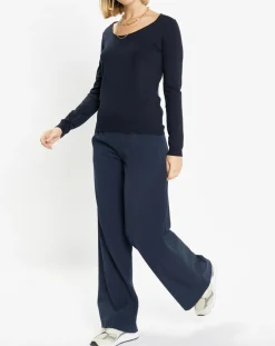 Pull en Maille fine Fya col rond bleu marine-Galeries Lafayette Discount