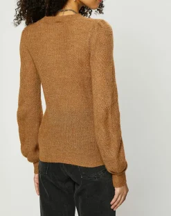 Pull en Maille mélangée torsades marron clair-Esprit Sale