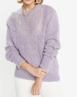 Pull en Maille pointelle mousseuse violet parme-Galeries Lafayette Online