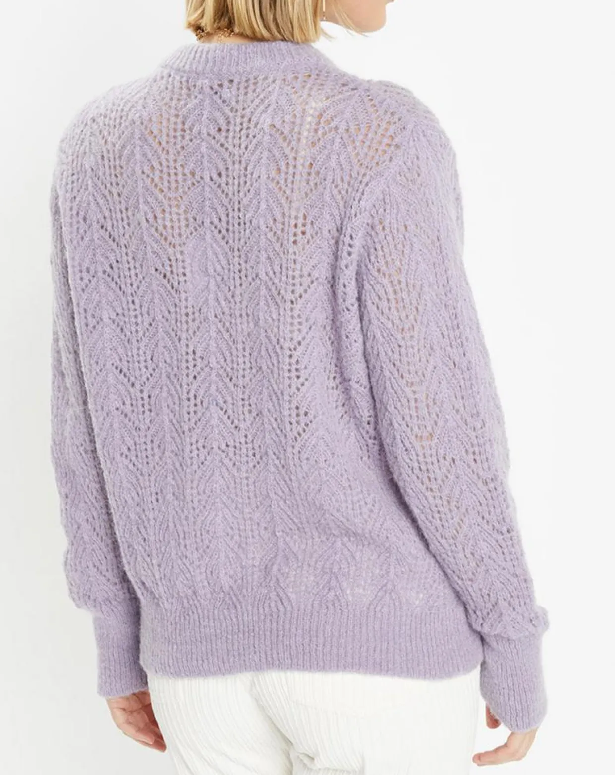 Pull en Maille pointelle mousseuse violet parme-Galeries Lafayette Online