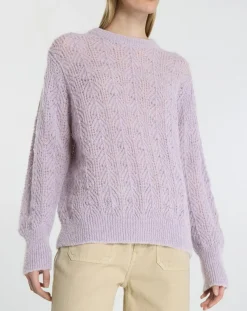 Pull en Maille pointelle mousseuse violet parme-Galeries Lafayette Online