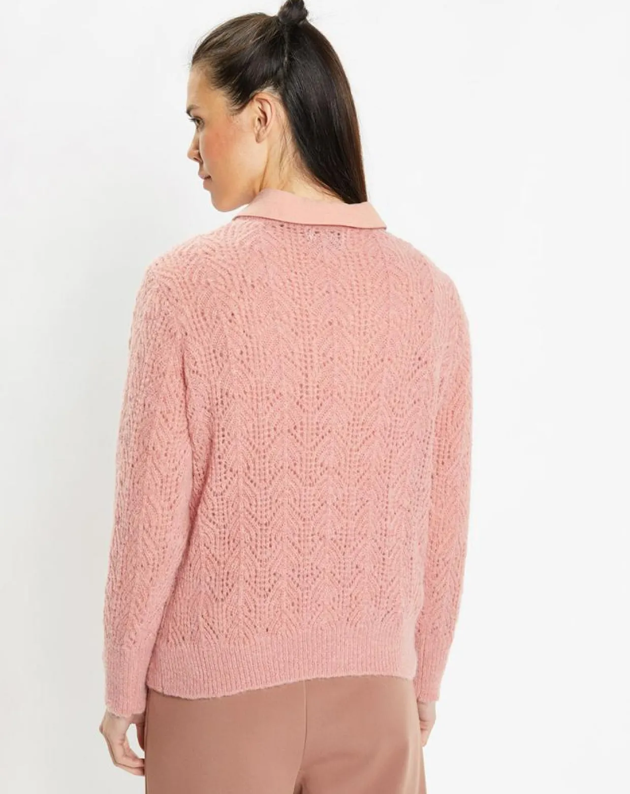Femme Galeries Lafayette Pulls^Pull en Maille pointelle mousseuse vieux rose