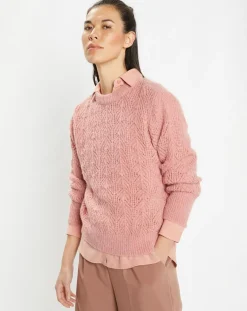 Femme Galeries Lafayette Pulls^Pull en Maille pointelle mousseuse vieux rose