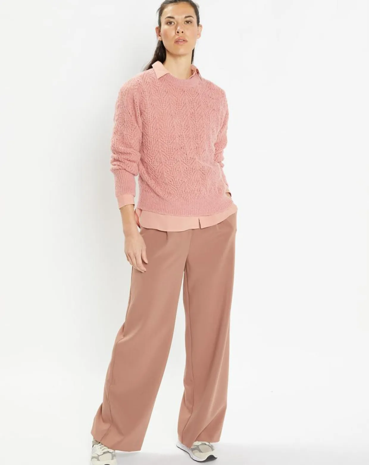 Femme Galeries Lafayette Pulls^Pull en Maille pointelle mousseuse vieux rose