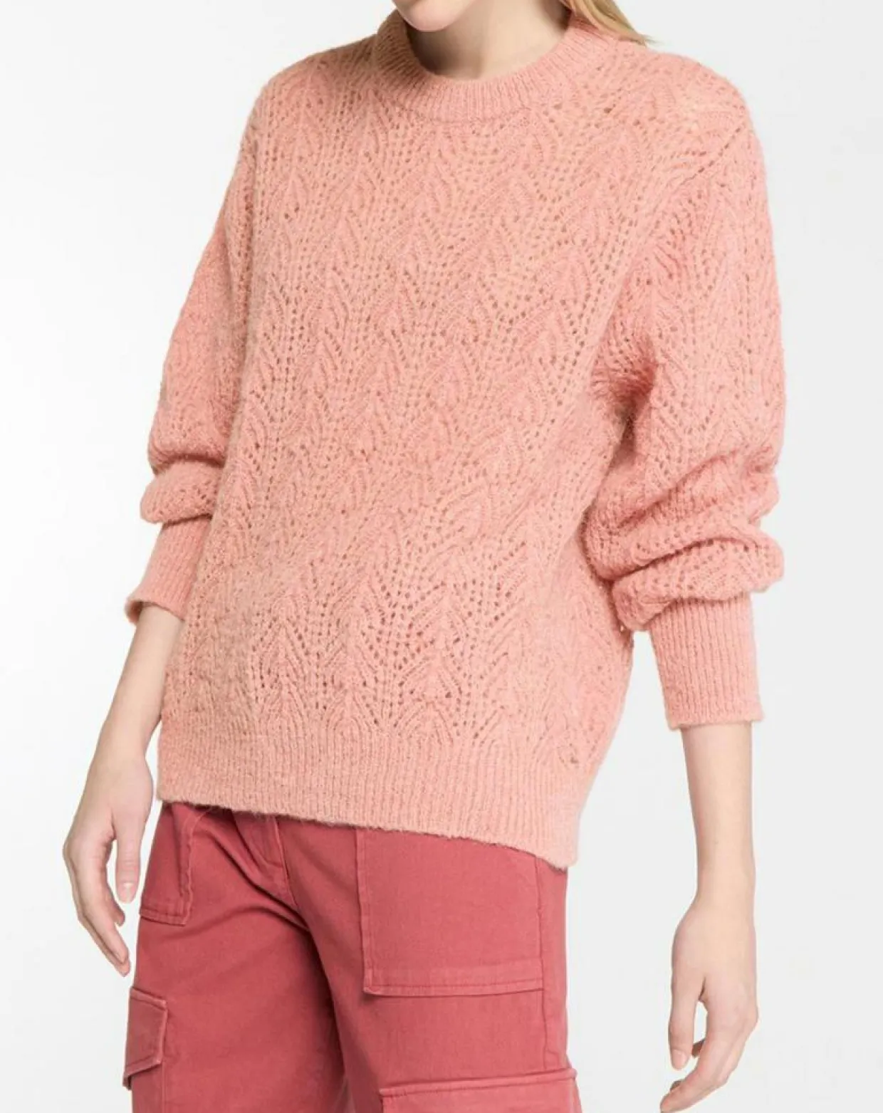 Femme Galeries Lafayette Pulls^Pull en Maille pointelle mousseuse vieux rose