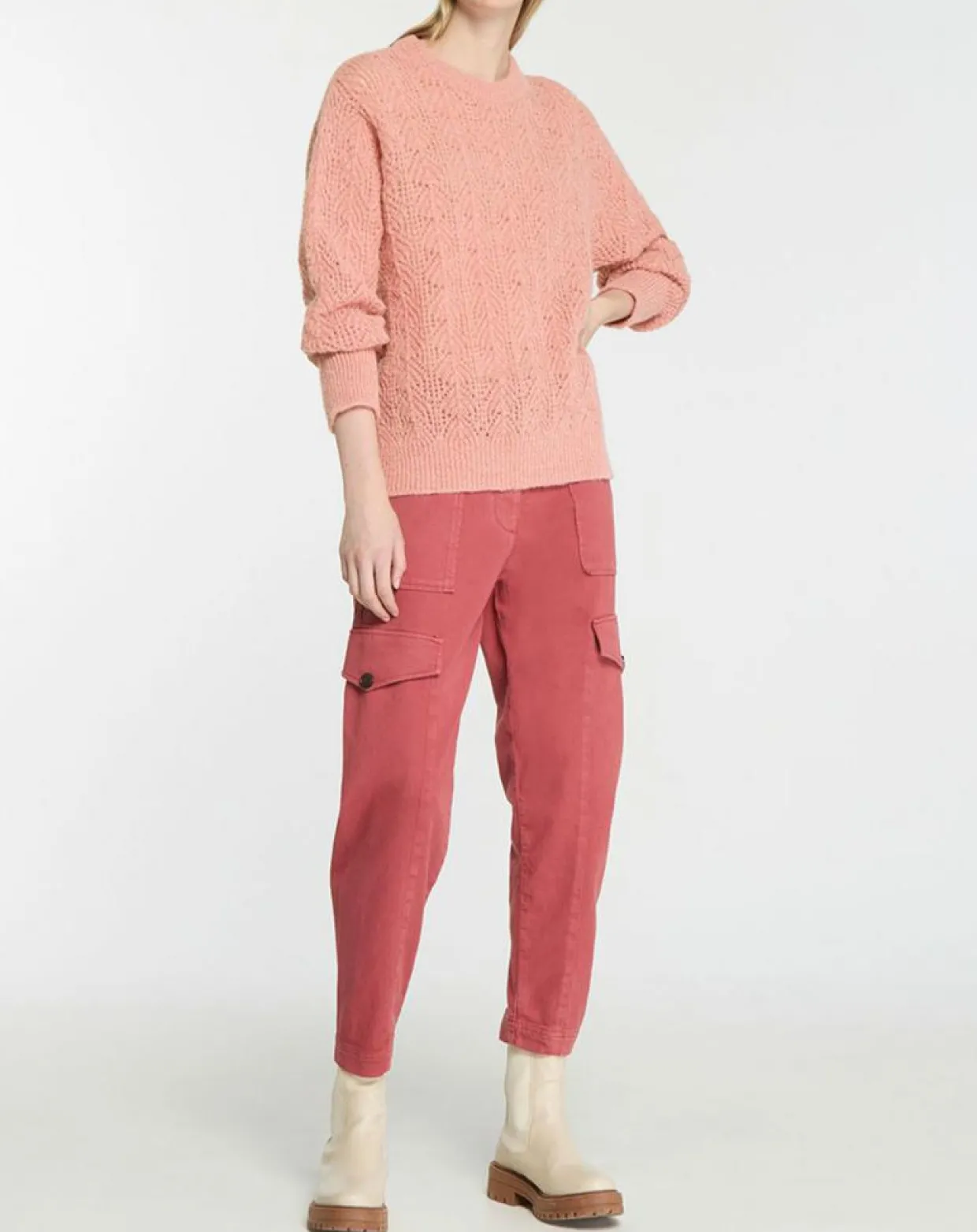 Femme Galeries Lafayette Pulls^Pull en Maille pointelle mousseuse vieux rose