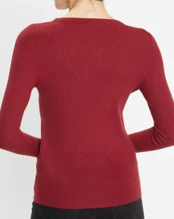 Pull en Maille stretch Franck ajusté bordeaux-Galeries Lafayette Discount