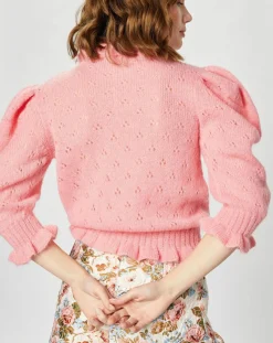 Pull en Mohair & Alpaga mélangés Chamallow rose-Manoush New