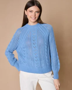 Femme Oscar et Louise Pulls^Pull en Mohair & Laine mélangés Paola col rond bleu