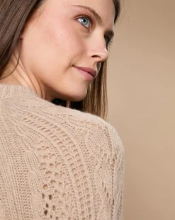 Pull en Mohair & Laine mélangés Paola col rond beige chiné-Oscar et Louise New