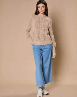 Pull en Mohair & Laine mélangés Paola col rond beige chiné-Oscar et Louise New