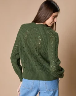 Femme Oscar et Louise Pulls^Pull en Mohair & Laine mélangés Paola col rond kaki
