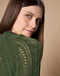 Femme Oscar et Louise Pulls^Pull en Mohair & Laine mélangés Paola col rond kaki