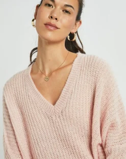 Pull en Mohair mélangé Anouk rose pâle-Lauren Vidal Online