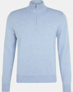 Homme Hackett London Pulls^Pull en Soie mélangée col camionneur bleu ciel