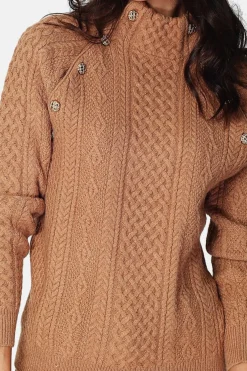 Pull Encolure montante camel foncé-Assuili
