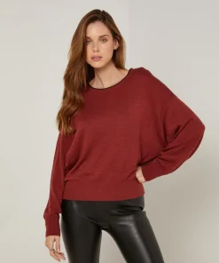 Pull Evelyne en Laine mélangée rouge brique-Rodier Sale