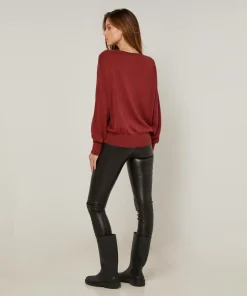 Pull Evelyne en Laine mélangée rouge brique-Rodier Sale