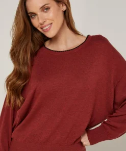 Pull Evelyne en Laine mélangée rouge brique-Rodier Sale