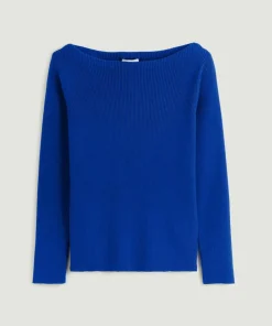 Pull Ezia, col bateau côtelé bleu outremer-Rodier New