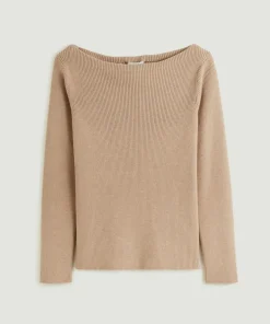 Femme Rodier Pulls^Pull Ezia, col bateau côtelé marron moka