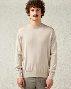 Homme Bellerose Pulls^Pull fin 100% Laine mérinos Dilliv col rond beige