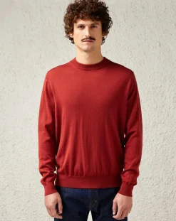 Homme Bellerose Pulls^Pull fin 100% Laine mérinos Dilliv col rond brique