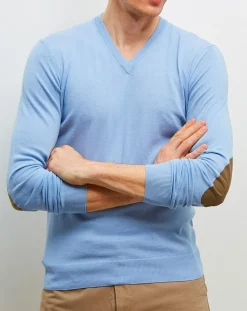 Pull fin col V bleu-Hackett London Discount