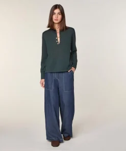 Femme Rodier Pulls^Pull Freyja 100% Laine chaine col V vert de gris