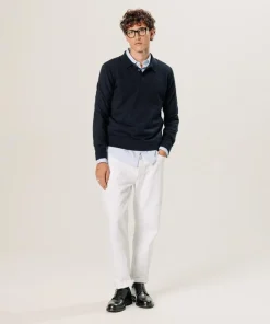 Pull Gilbert 100% laine col polo bleu nuit-Rodier
