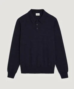 Pull Gilbert 100% laine col polo bleu nuit-Rodier
